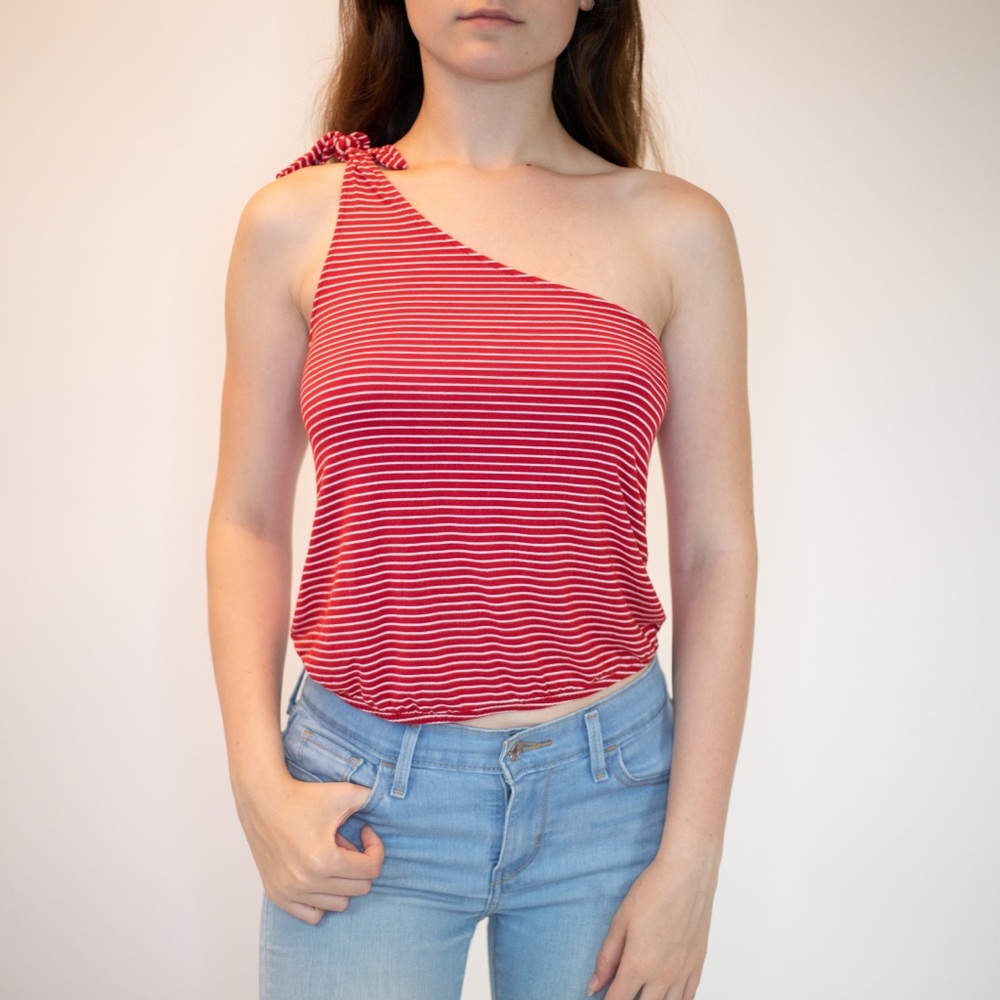 Striped one shoulder Crop Top from American Eagle